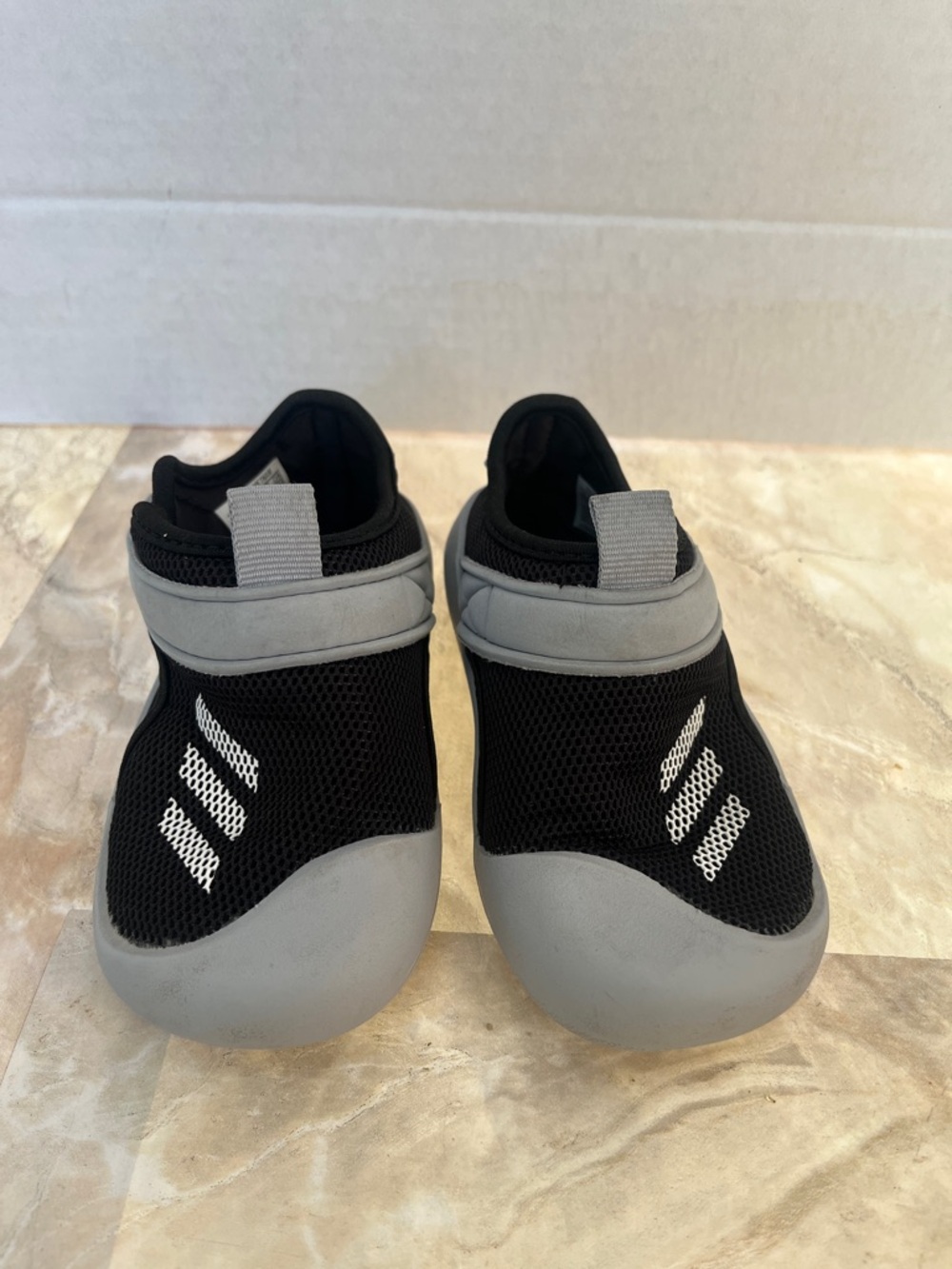 adidas Kids Black & Gray Slip-On Water Shoes with Hook Strap
